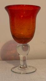 Wijnglas wijn kelk bubbelglas rood/oranje, Antiek en Kunst, Ophalen of Verzenden