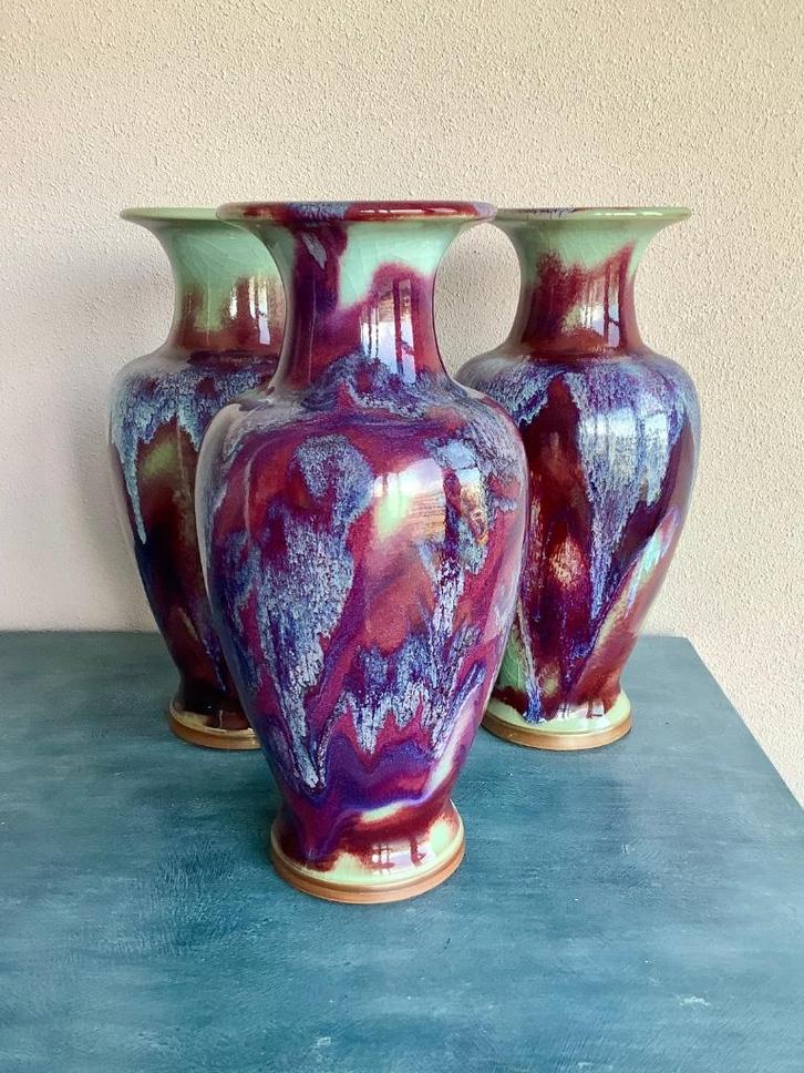 Chinese Flambé Vasen 3 stuks, Huis en Inrichting, Woonaccessoires | Vazen, Nieuw, Ophalen
