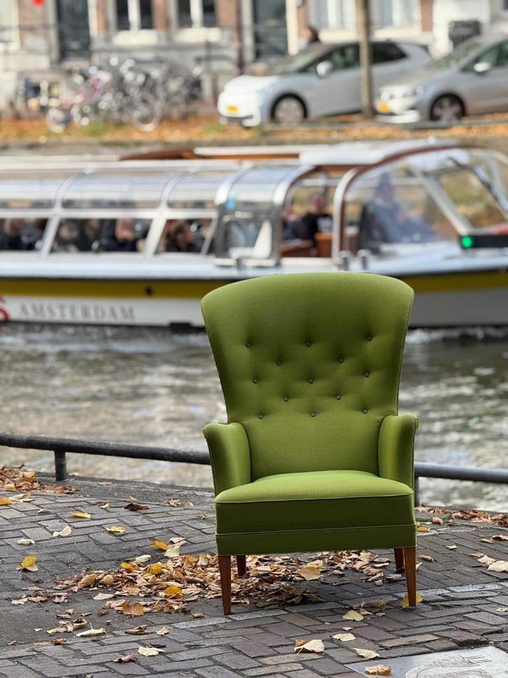 Frits Henningsen Fauteuil "Heritage Chair", Carl Hansen, Huis en Inrichting, Fauteuils, Zo goed als nieuw, Hout, Stof, 75 tot 100 cm