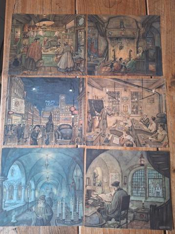 Set van 6 Anton Pieck Prenten beschikbaar voor biedingen