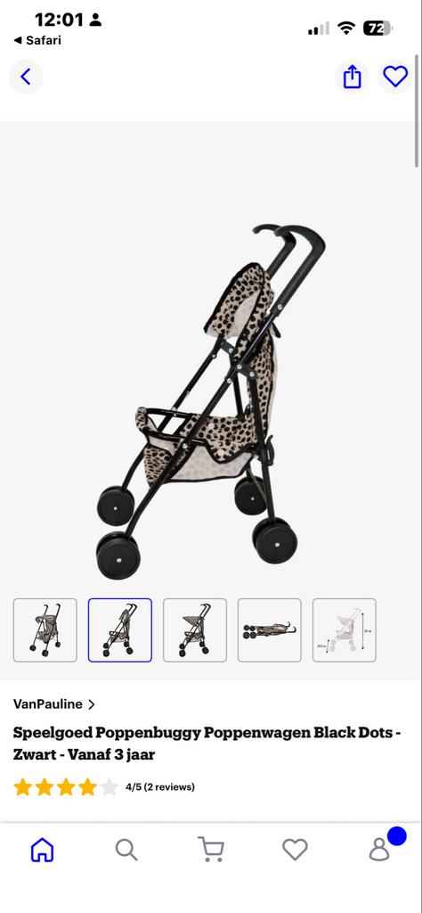 Poppenbuggy - Leuk voor de kleine poppenmoeder!, Kinderen en Baby's, Speelgoed | Poppen, Ophalen, Gebruikt, Babypop