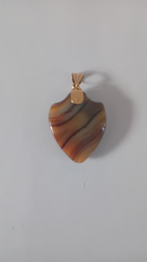 Agaathanger Hartvorm met 14krt.s Gouden Ooghanger Prachtig, Sieraden, Tassen en Uiterlijk, Kettinghangers, Zo goed als nieuw, Goud