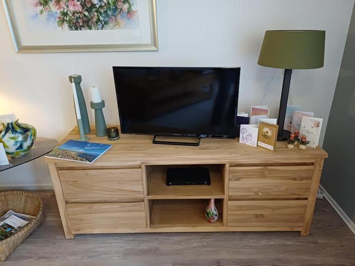 Tv-meubel, Huis en Inrichting, Kasten | Televisiemeubels, Zo goed als nieuw, Minder dan 100 cm, 100 tot 150 cm, 25 tot 50 cm, Teakhout