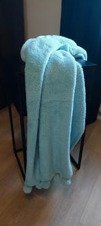 J-LINE pompom plaid fleece 130x170 blauw, Ophalen, Zo goed als nieuw