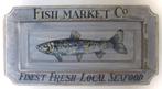 Handgeschilderd Fish Market bord/vis winkel/reclame/seafood, Minder dan 50 cm, Nieuw, Schilderij, 50 tot 75 cm