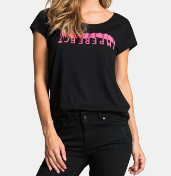 Shoeby Perfect top shirt Eksept zwart fuchsia rose maat S/M, Kleding | Dames, T-shirts, Nieuw, Maat 38/40 (M), Zwart, Korte mouw