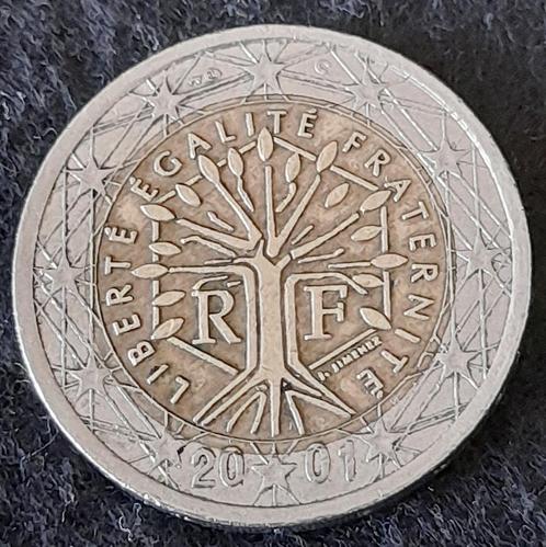 Frankrijk 2 euro 2001 met drukfout, Postzegels en Munten, Munten | Europa | Euromunten, Losse munt, 2 euro, Frankrijk, Ophalen of Verzenden