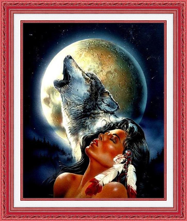 # Compleet nieuw borduurpakket; Night howling #, Hobby en Vrije tijd, Borduren en Borduurmachines, Nieuw, Borduurpakket, Handborduren