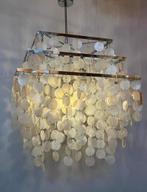 Xxl vintage capiz schelpen lamp hanglamp parelmoer Chrome, Ophalen of Verzenden, Baak, Baak, Baak