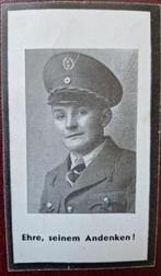 WO2 Duits - Sterbebild Kanonier in Uniform Musiker, Ophalen of Verzenden, Landmacht, Duitsland, Foto of Poster