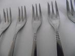 11 stuks vintage RVS stippen decoratie taartvorkje 12 cm p s, Ophalen of Verzenden