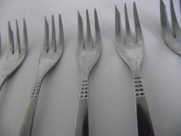 11 stuks vintage RVS stippen decoratie taartvorkje 12 cm p s beschikbaar voor biedingen