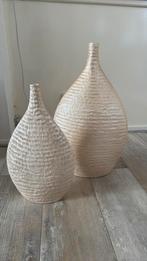 Vaas 2 stuks creme, Gebruikt, Overige kleuren, Ophalen of Verzenden, Glas