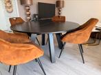 Zwarte ronde eet tafel - 150 cm doorsnede, Ophalen, 100 tot 150 cm, Rond, Zo goed als nieuw