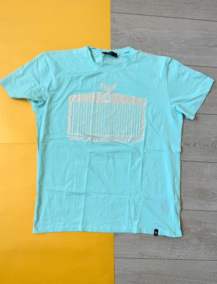 Luxury AVENUE GEORGE V Rhinestone tshirt blauw 140€, Kleding | Heren, T-shirts, Zo goed als nieuw, Overige maten, Blauw, Ophalen of Verzenden