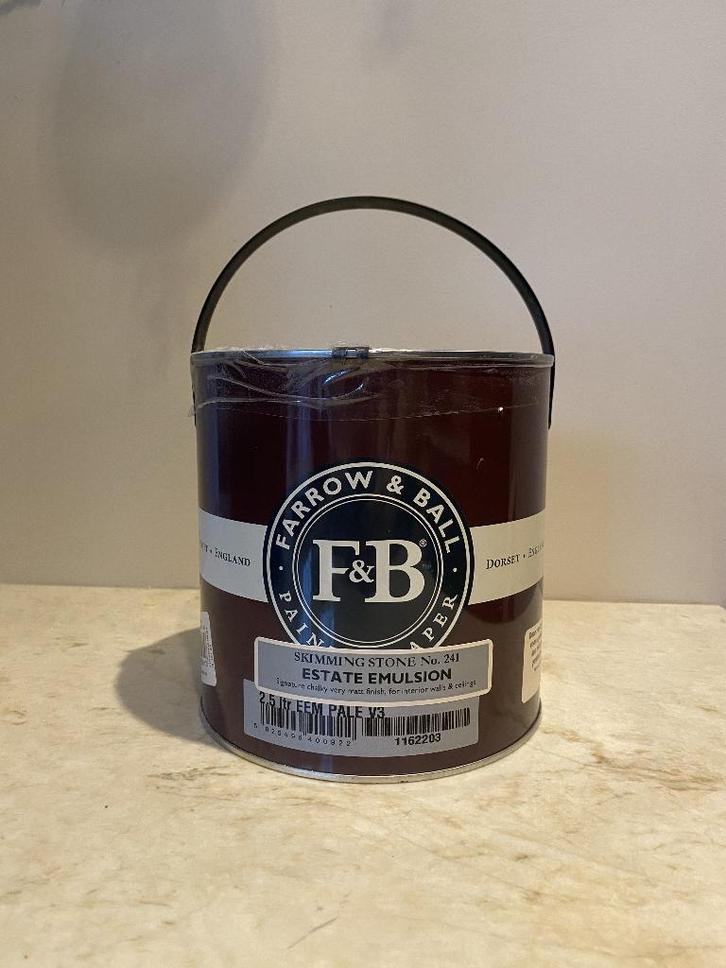 Farrow & Ball Verf 2,5 L | Skimming Stone | Estate Emulsion, Doe-het-zelf en Verbouw, Verf, Beits en Lak, Nieuw, Verf, Minder dan 5 liter