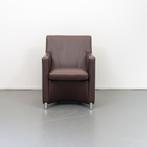 2x Leolux Dolcinea Fauteuil bruin Leer - Aluminium Frame, Huis en Inrichting, Fauteuils, 75 tot 100 cm, Ophalen of Verzenden, Zo goed als nieuw