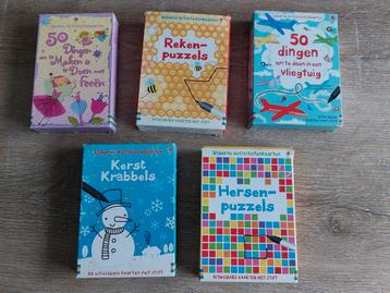 Usborne activiteiten kaarten feeën puzzels vliegtuigen kerst beschikbaar voor biedingen