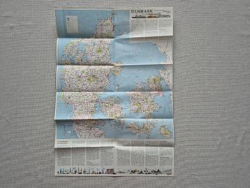 Vintage plattegrond Denemarken uit 1961 beschikbaar voor biedingen