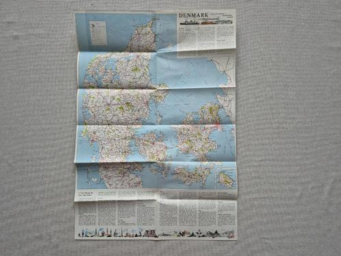 Vintage plattegrond Denemarken uit 1961, Boeken, Atlassen en Landkaarten, Gelezen, Landkaart, Europa Overig, 1800 tot 2000, Ophalen of Verzenden