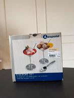 2 RVS ijsbekers + lepel – Leopold, Verzamelen, Glas en Borrelglaasjes, Ophalen of Verzenden, Zo goed als nieuw, Overige typen