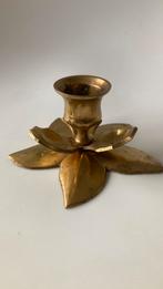 Vintage bloem messing kandelaar, Antiek en Kunst, Ophalen of Verzenden, Koper of Brons