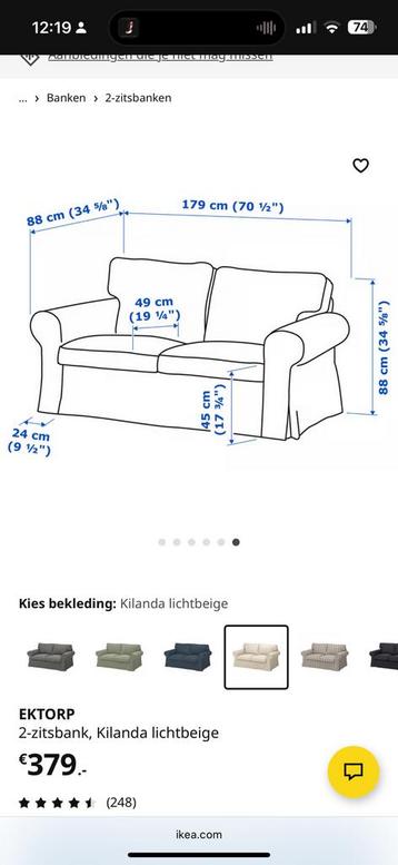 Ektorp bank ikea 2zits - afbeelding 3