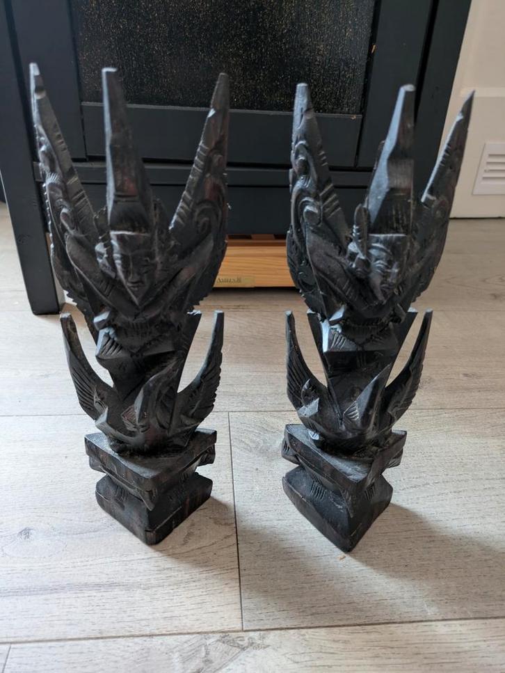 Houten Garuda Beelden - Set van 2, Antiek en Kunst, Kunst | Beelden en Houtsnijwerken, Ophalen of Verzenden