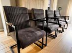 4 eetkamerstoelen met armleuning, Huis en Inrichting, Stoelen, Ophalen, Zo goed als nieuw, Grijs
