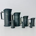 7 maatbekers tinnen, Ophalen of Verzenden