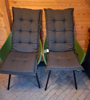 4 tuinstoel kussens, antraciet, grijs, hoge rug, beschikbaar voor biedingen
