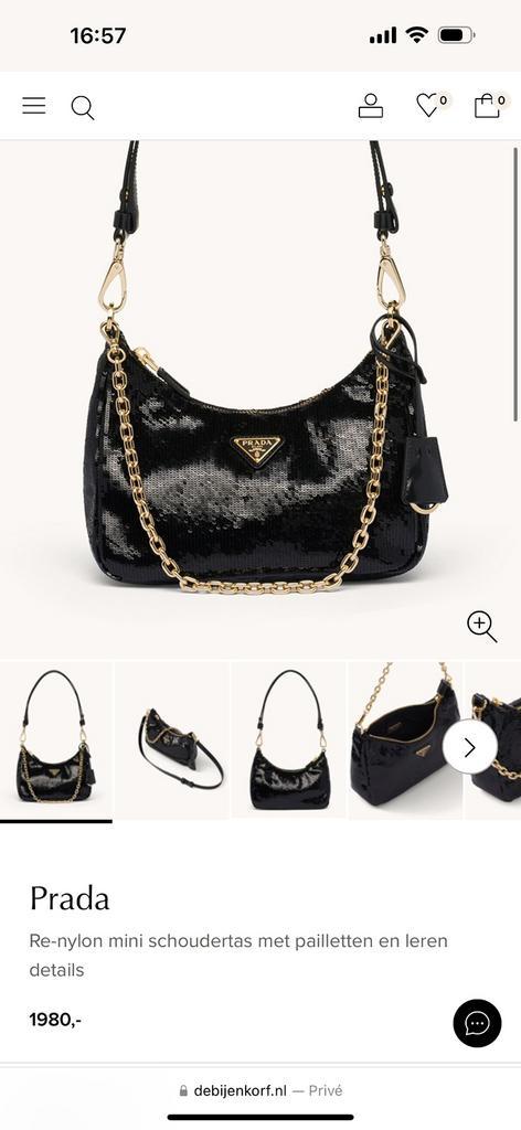 Prada tas, Sieraden, Tassen en Uiterlijk, Tassen | Damestassen, Zo goed als nieuw, Handtas, Zwart, Ophalen of Verzenden