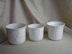 3 witte aardewerken bloempotten Scheurich Germany, Tuin en Terras, Gebruikt, Rond, Binnen, Ophalen of Verzenden