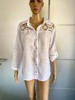 J295 Aparte linnen blouse met kant mt. M=38/40 top wit, Kleding | Dames, Ophalen of Verzenden, Zo goed als nieuw, Maat 38/40 (M)