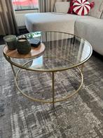 Salontafel, goud met glazen plaat, Huis en Inrichting, Tafels | Salontafels, Ophalen, 100 tot 150 cm, 50 tot 100 cm, Zo goed als nieuw