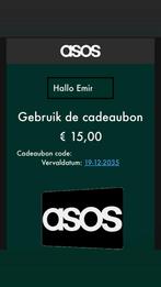 Asos cadeaubon €15, Tickets en Kaartjes, Kortingen en Cadeaubonnen, Eén persoon, Cadeaubon