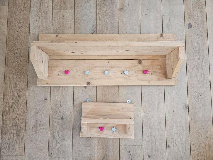 Steigerhouten kapstok/ schap - 2stuks klein en groot, Huis en Inrichting, Woonaccessoires | Kapstokken, Wandkapstok, Minder dan 100 cm