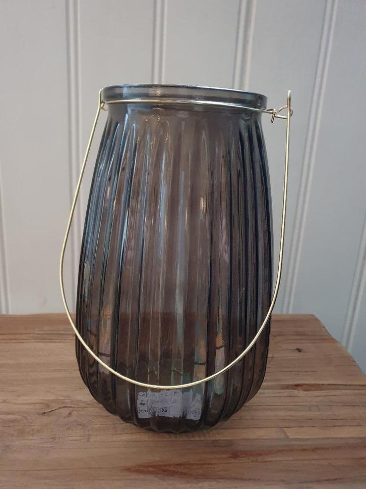 Windlicht groot zwart, Huis en Inrichting, Woonaccessoires | Kandelaars en Kaarsen, Nieuw, Kandelaar, 25 tot 50 cm, Overige materialen