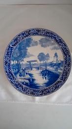 Delfts Blauw Wandbord met Hollands Landschap, Antiek en Kunst, Ophalen of Verzenden