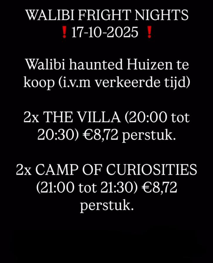 Walibi fright night HAUNTED HUIZEN TE KOOP!!, Tickets en Kaartjes, Evenementen en Festivals, Twee personen