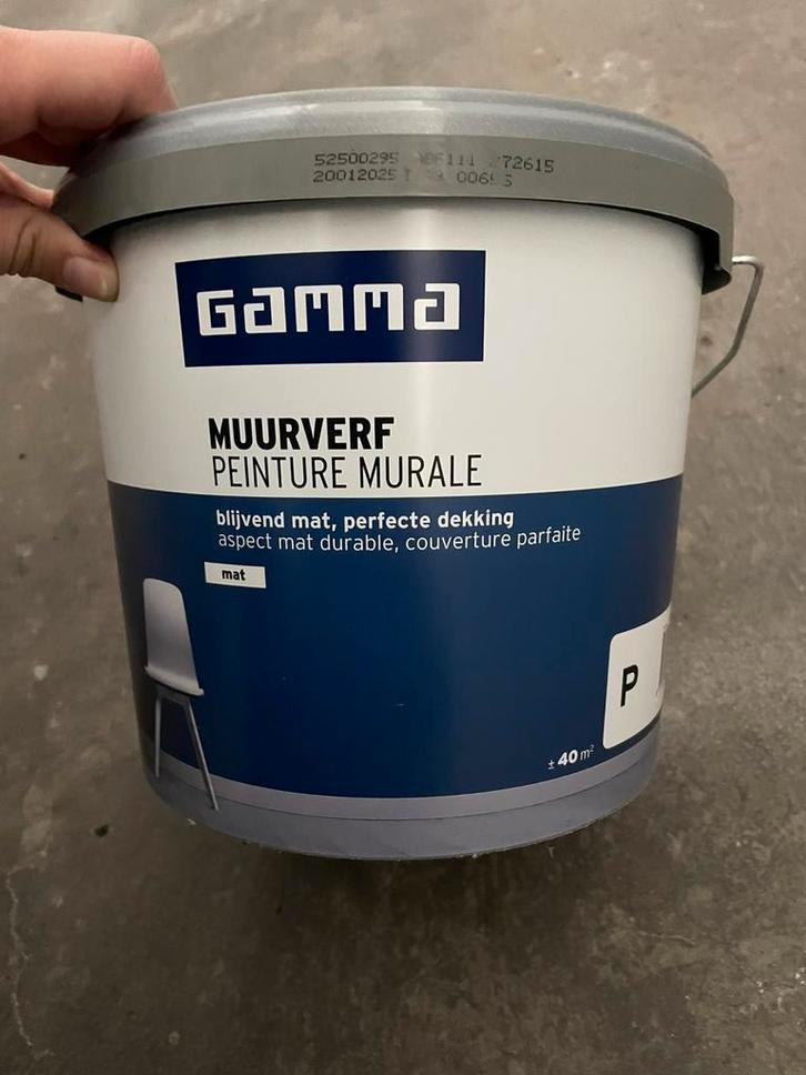 5 liter ongeopende gamma muurverf, Doe-het-zelf en Verbouw, Verf, Beits en Lak, Nieuw, Verf, Overige kleuren, Ophalen