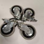 Zwenkwielen set van 4 massieve wielen waarvan 2 met rem, Ophalen of Verzenden, Gebruikt