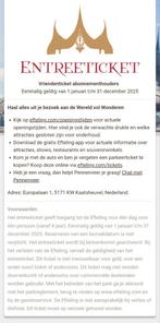 3x efteling entree ticket, Tickets en Kaartjes, Recreatie | Pretparken en Attractieparken, Drie personen of meer