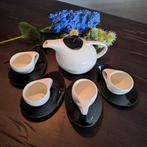 Vintage Design theeset porselein wit/zwart -  4 kopjes, Ophalen, Nieuw, Overige stijlen, Kop(pen) en/of Schotel(s)