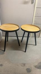 2 bijzettafeltjes zwart met hout, Huis en Inrichting, Ophalen, Gebruikt