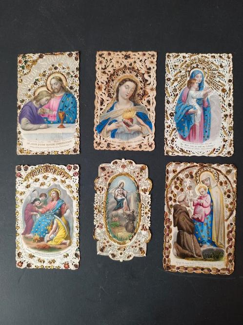 Antieke Devotieprentjes , 6 x, Antiek en Kunst, Antiek | Religie, Ophalen of Verzenden