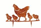 Metalen kip met kuikens roestige tuinsteker, Tuin en Terras, Ophalen of Verzenden, Nieuw