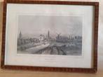 Oude prent van Delft in houten lijst, Antiek en Kunst, Kunst | Etsen en Gravures, Ophalen of Verzenden