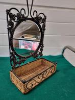 Spiegel met rieten kammen mandje metaal, Huis en Inrichting, Woonaccessoires | Spiegels, Ophalen of Verzenden, 'T Olde Gre-j, Info@toldegrej.nl