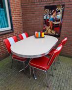 FIFTIES SIXTIES AMERIKAANSE BEL AIR DINER STOELEN + TAFEL, Ophalen, Vier, Metaal, Rood